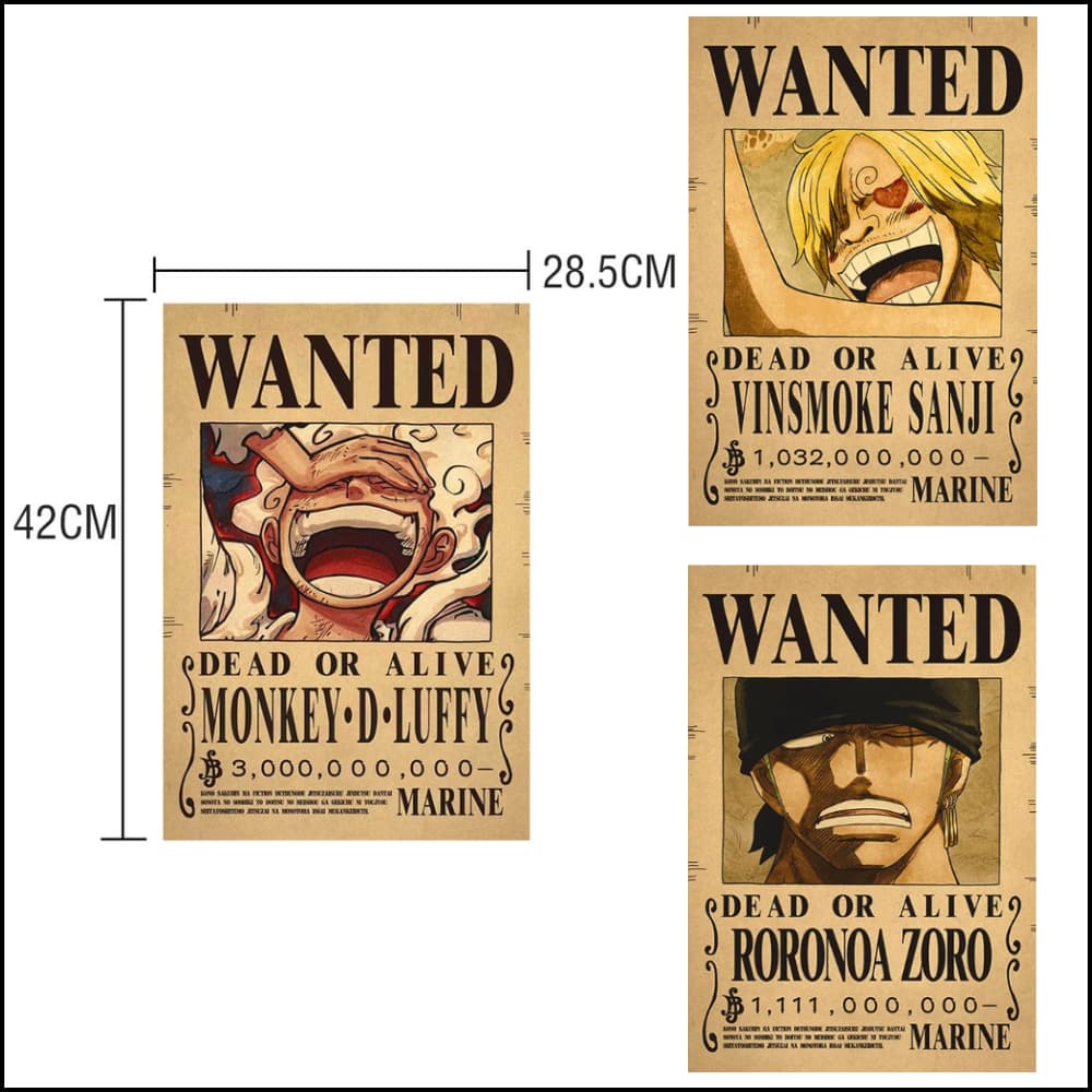 Collection Affiche Poster wanted Luffy, Ace, Sabo - One Piece
