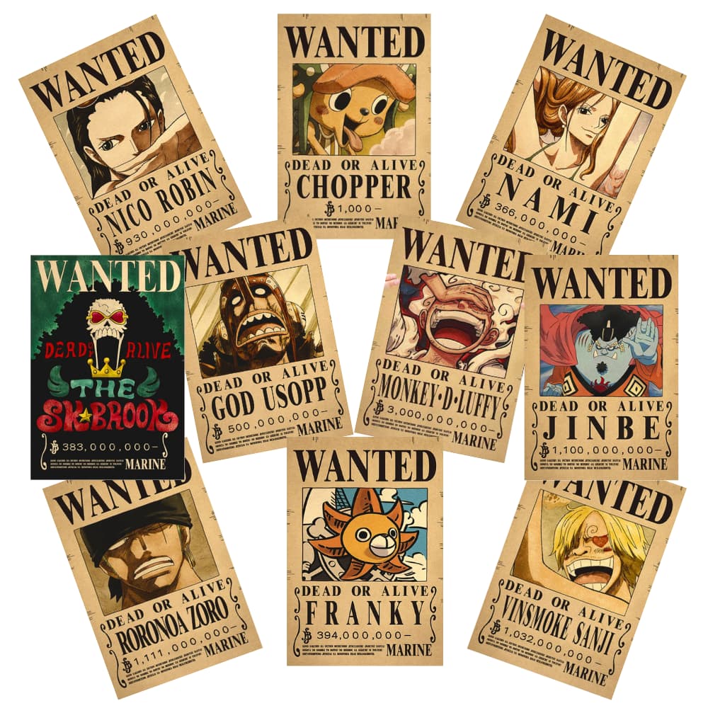 Affiche avis de recherche One Piece - LIVRAISON GRATUITE