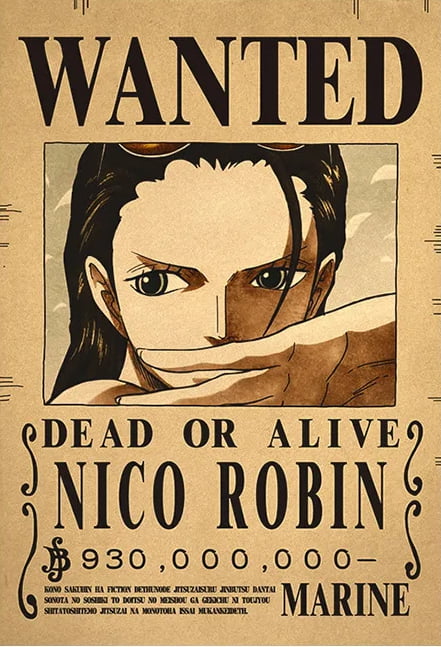 Affiche wanted Nico Robin 930 millions de Berry ONE PIECE