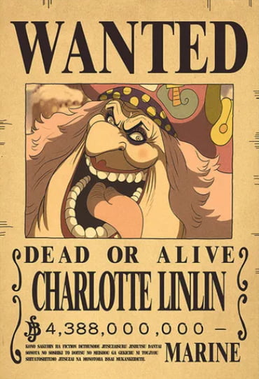 Affiche wanted de Charlotte Linlin 4.388 Milliard de Berry ONE PIECE