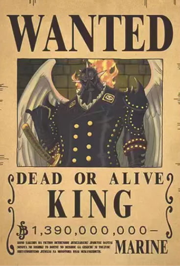 Affiche wanted  King 1.390 Milliard de Berry ONE PIECE