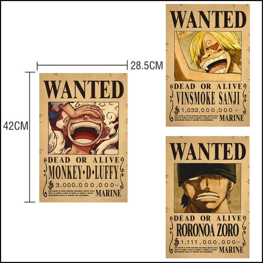 Collection Affiches Poster wanted monster trio Luffy, Zoro, Sanji - One Piece Nouvelle prime